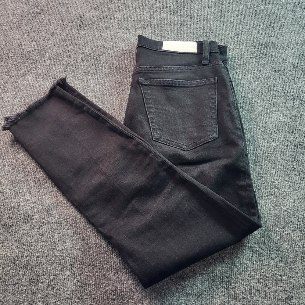 RE/DONE Originals Black Denim Jeans‎ Raw Frayed Hem Cotton Elastane Size 29